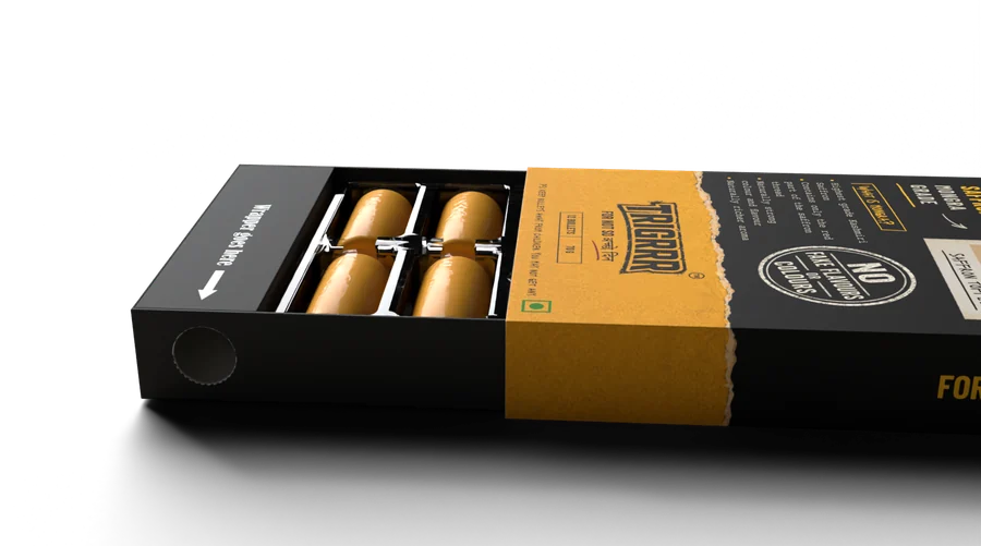 The open Yellow Bullets box, with the round wrapper bin in the side of the tray